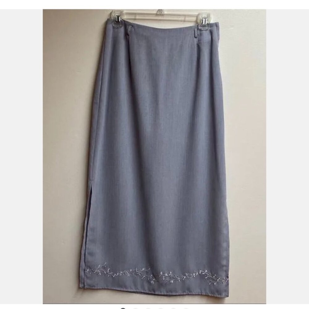 Fashion Bug Sz 8 Vintage Long Maxi Longer Skirt w Floral Embroidery